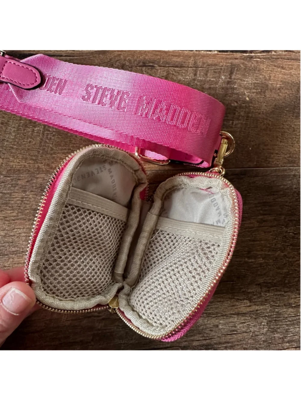 Women's Steve Madden Pink Logo Strap with Detachable adjustable￼Pouch Summer